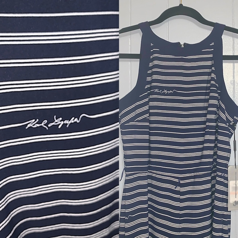 NWT Karl Largerfeld Navy & White Jumpsuit